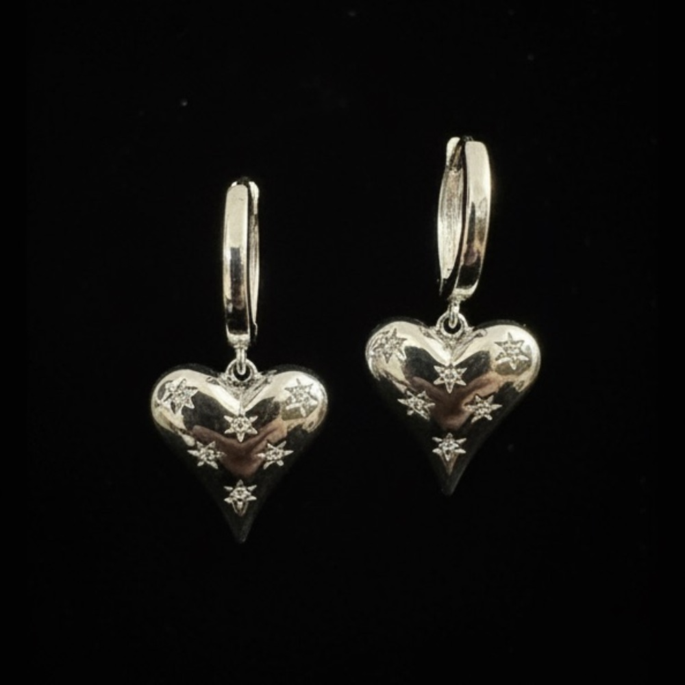 Elegant sterling Silver Heart‎ Earrings